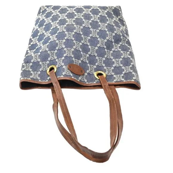 CELINE Logo Macadam Pattern Shoulder Bag Canvas Leather NY BN GHW Italy 66CA534 - Picture 5 of 13